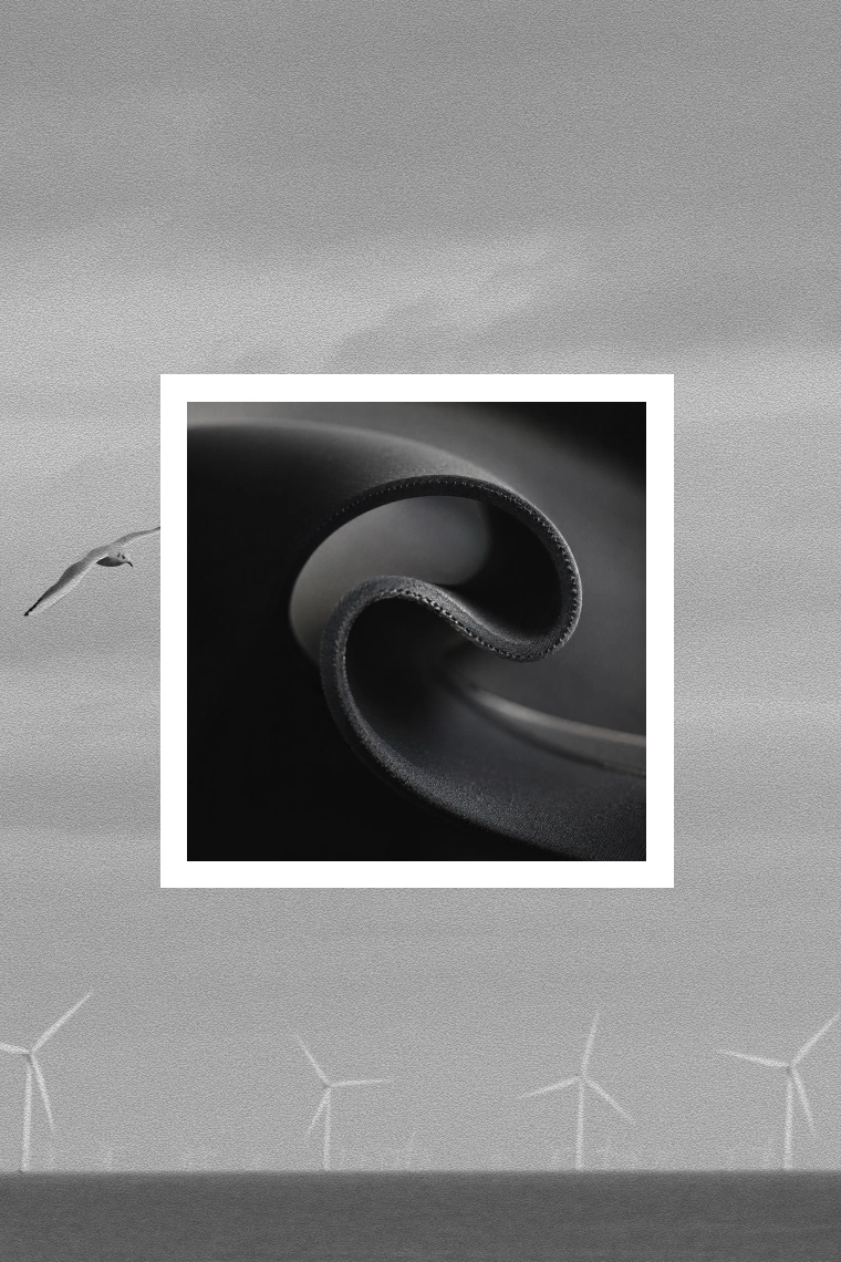 Neoprene flexed through a full curl